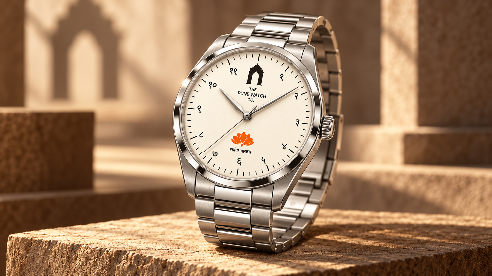 THE ORIGIN watch in a three-quarter studio view