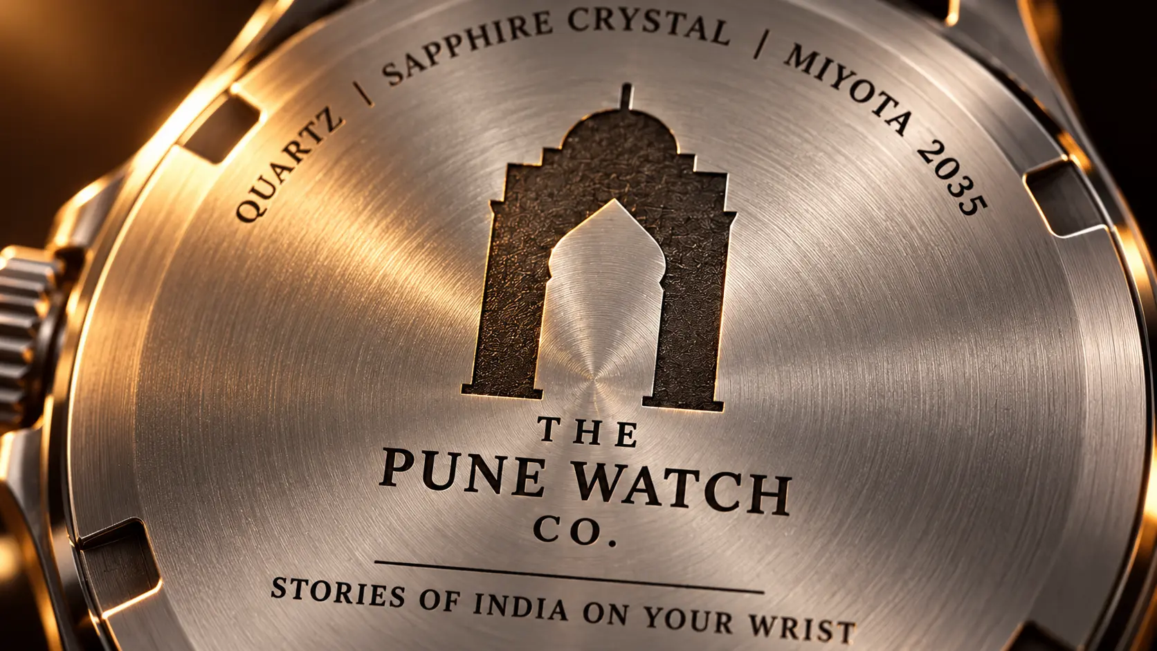 The Pune Arch engraved in brushed steel